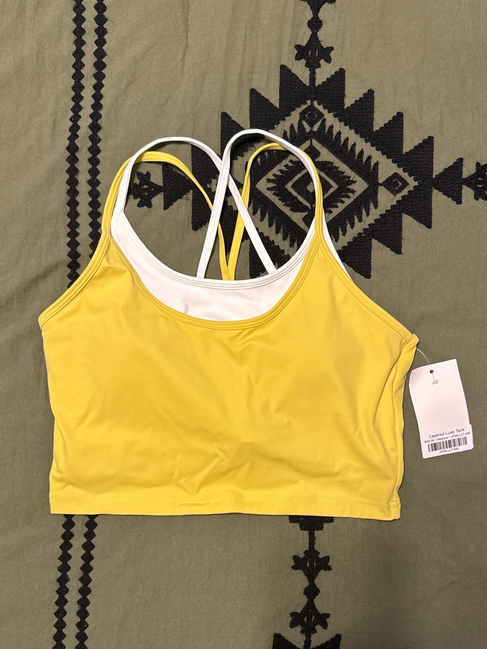 Burn Boot Camp Layered Yellow Strappy Crop Top